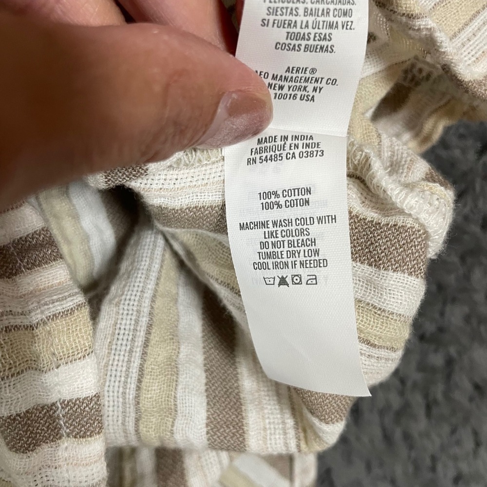 Aerie Day-Off Cover Up Shirt Size XL Striped Gauzy Cotton Casual Beach Vacation - Picture 7 of 11